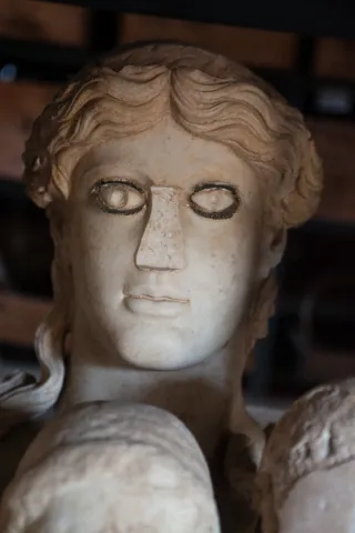 Marble head of Athena or Apollo, in storage (cat. no. S 2682) 