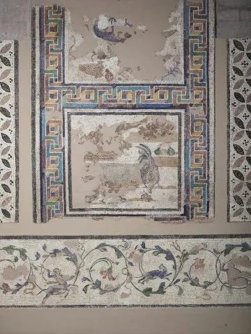 Roman mosaic from villa in Anaploga as displayed in the Corinth Museum