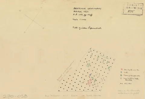 Plan showing the location where the marble head of Athena or Apollo was found