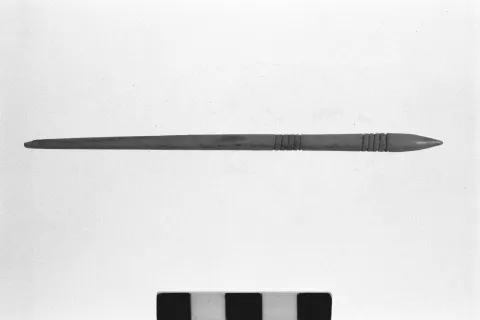 Byzantine bone pin of the 10th-12th centuries AD, half polished on the lathe (cat. no. MF 1793)